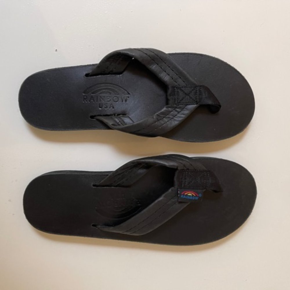 Rainbow Sandals Black Leather
